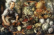 Market Woman with Fruit, Vegetables and Poultry